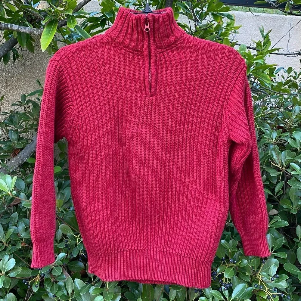 Gap Boys Red/Cranberry Knit Quarter Zip Pull Sweater. Size Medium (7-8). EUC!